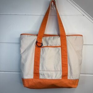 VTG Y2K Old Navy Canvas Tote Bag Orange Cream Boat School Travel Tote Bag